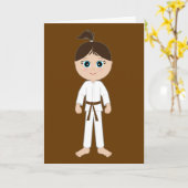 Carte Karate Félicitations Brown Belt Girl (Fleur jaune)