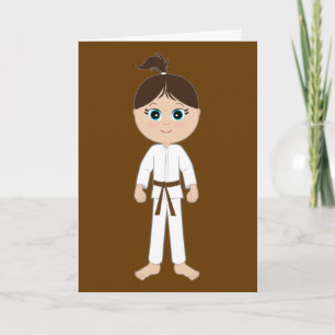Carte Karate Félicitations Brown Belt Girl