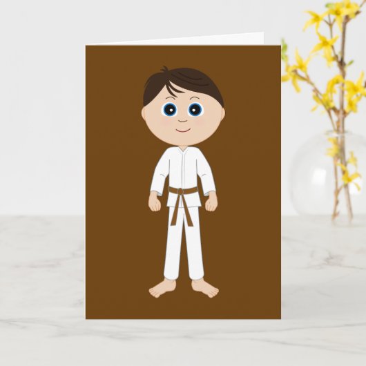 Carte Karate Félicitations Ceinture Brown (Fleur jaune)