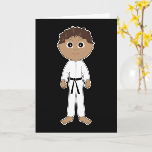 Carte Karate Félicitations Ceinture noire (Fleur jaune)