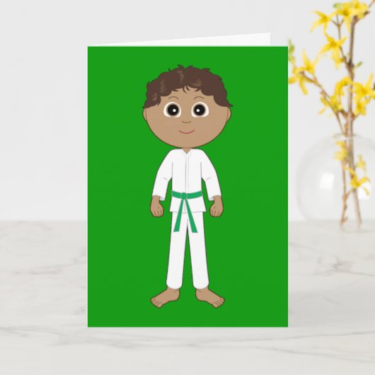 Carte Karate Félicitations Ceinture Verte (Fleur jaune)