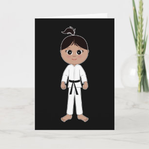 Carte Karate Girl Félicitations ceinture noire