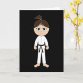 Carte Karate Girl Félicitations ceinture noire (Fleur jaune)