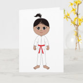 Carte Karate Girl Félicitations Red Belt (Fleur jaune)