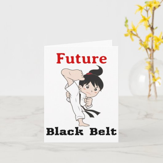 Carte Karate Girl Futur ceinture noire Arts martiaux (Fleur jaune)