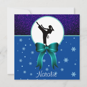 Carte Karate Girls Parties scintillant et Bow Snowflake