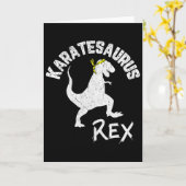 Carte Karate Karatesaurus Rex Dinosaure Drôle d'Art Mart (Fleur jaune)