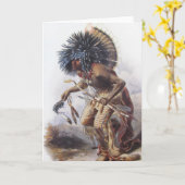 Carte Karl Bodmer - guerrier de Moennitarri faisant la (Fleur jaune)