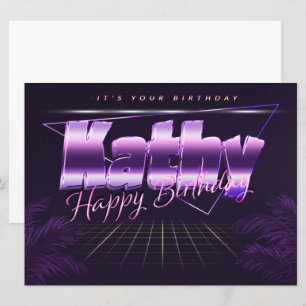 Carte Kathy Name Prénom lila retro Map Anniversaire