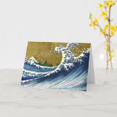 Carte Katsushika Hokusai - Grande vague colorée (Fleur jaune)