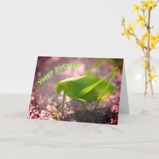 Carte Katydid Grasshopper Nature (Fleur jaune)