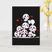 Carte Kawaii Bébé Panda Mignon Tas Avec Coeurs Rouges Sa (Fleur jaune)