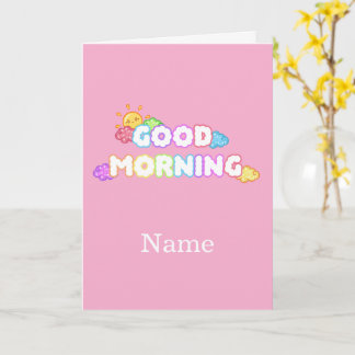 Carte Kawaii Bonjour Soleil & Nuages Arc-en-Ciel