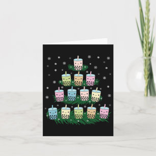 Carte Kawaii Bubble Milk Thé Bo Thé Arbre de Noël