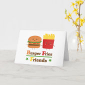 Carte Kawaii Cartoon Burger Fries Friends BFF (Fleur jaune)