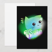 Carte Kawaii Cartoon Kitten (Devant / Derrière)
