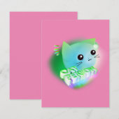 Carte Kawaii Cartoon Kitten (Devant / Derrière)