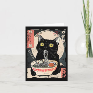 Carte Kawaii Chat Mangeant Des Nouilles Ramen Drôle Cade