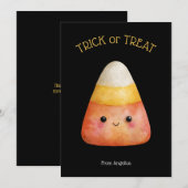 Carte Kawaii Cute Candy Corn Kid Halloween (Devant / Derrière)
