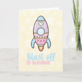 Carte Kawaii explosion de la fusée de la réussite du jeu (Devant)