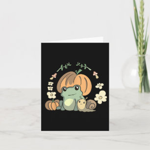 Carte Kawaii Fall Cottagecore Grenouille esthétique avec