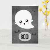 Carte Kawaii Fantôme Halloween (Fleur jaune)