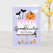 Carte Kawaii Halloween Citrouille gâteau d'anniversaire  (Fleur jaune)