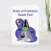 Carte Kawaii Mariée de Frankenstein Halloween avec Candy (Devant)