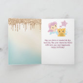 Carte Kawaii Mermaid et Sandcastle Gradient Anniversaire (Intérieur)