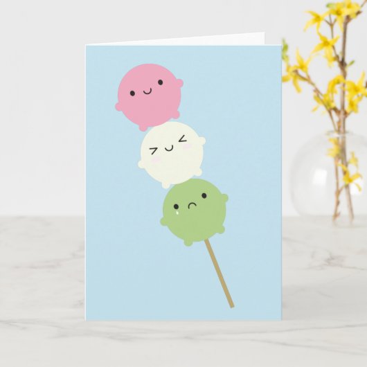Carte Kawaii Mochi Dango (Fleur jaune)