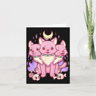 Carte Kawaii Pastel Goth Mignon Y Chien À 3 Têtes