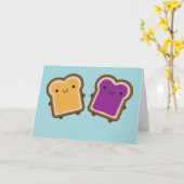 Carte Kawaii Peanut Butter & Jelly Sandwich Couple (Fleur jaune)
