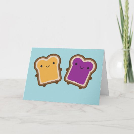 Carte Kawaii Peanut Butter & Jelly Sandwich Couple (Devant)