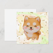Carte Kawaii Smiling Cartoon Style Shiba Inu (Devant / Derrière)