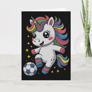 Carte Kawaii Soccer Just Girl qui aime les licornes joue