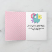 Carte Kawaii Spring Rose Llama Joyeux anniversaire (Intérieur)