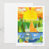 Carte Kayak avec phoques et lever de soleil Happy Place (Devant / Derrière)