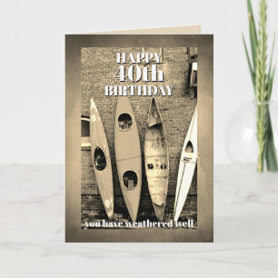Carte kayak de style vintage humour d'anniversaire pour 