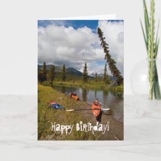Carte Kayaks au repos ; Joyeux anniversaire (Devant)