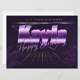 Carte Kayla Nom Prénom lila retro