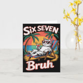 Carte Keep Calm 67 Bruh Cat Vacation Cruise Trip Joke Ge (Fleur jaune)