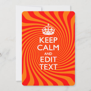 Carte KEEP CALM PERSONNALISÉ ET Avoir Texte Orange Swirl
