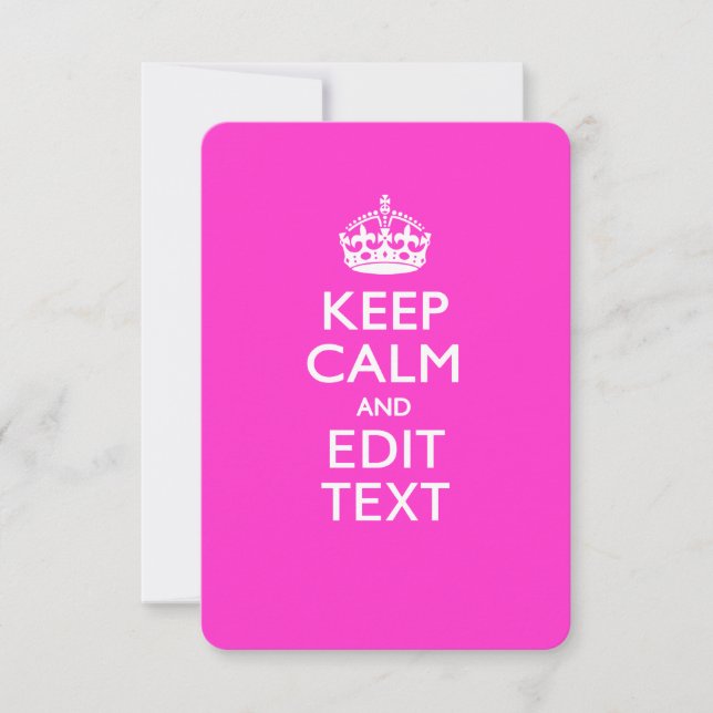 Carte KEEP CALM PERSONNALISÉ ET Éditer du texte en rose (Devant)