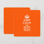 Carte KEEP CALM PERSONNALISÉ ET Éditer du texte sur oran (Devant / Derrière)