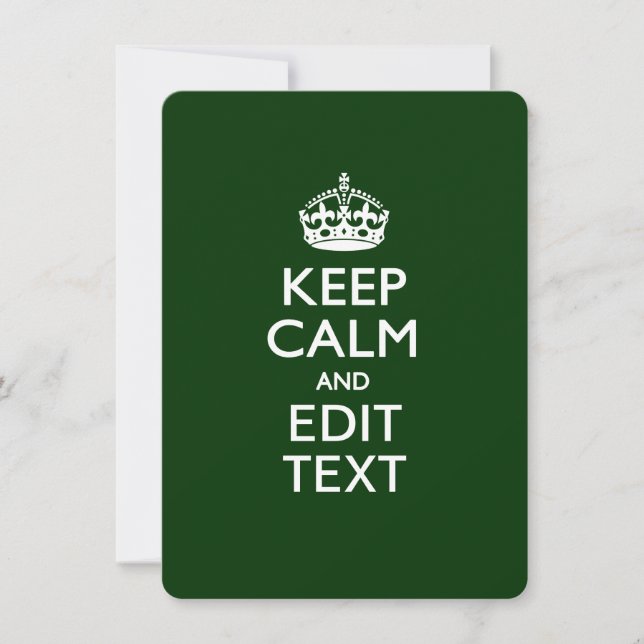 Carte KEEP CALM PERSONNALISÉ ET Éditer du texte sur vert (Devant)