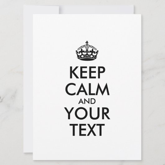 Carte KEEP CALM personnalisé et votre texte (Devant)