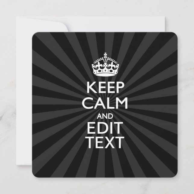 Carte KEEP CALM personnalisé et votre texte sur Sunburst (Devant)