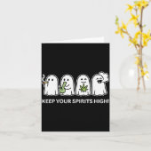 Carte Keep Your Srits High Ghost Smoking Weed Halloween  (Fleur jaune)