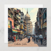 Carte Keepsaké Souvenir pour le centre-ville de Kolkata, (Devant / Derrière)