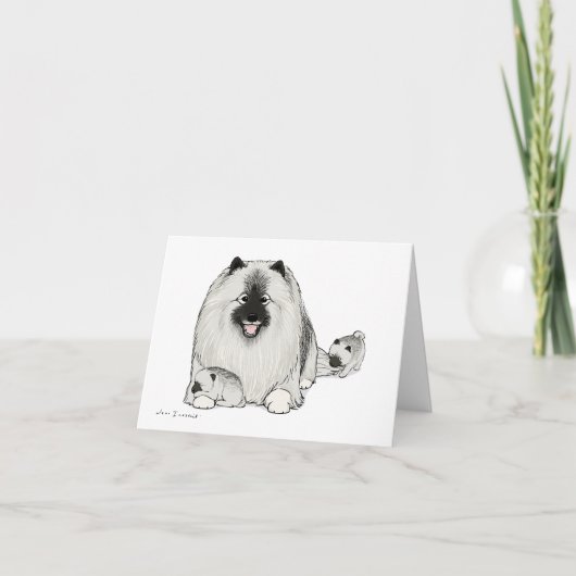 Carte Keeshond avec des chiots (Devant)